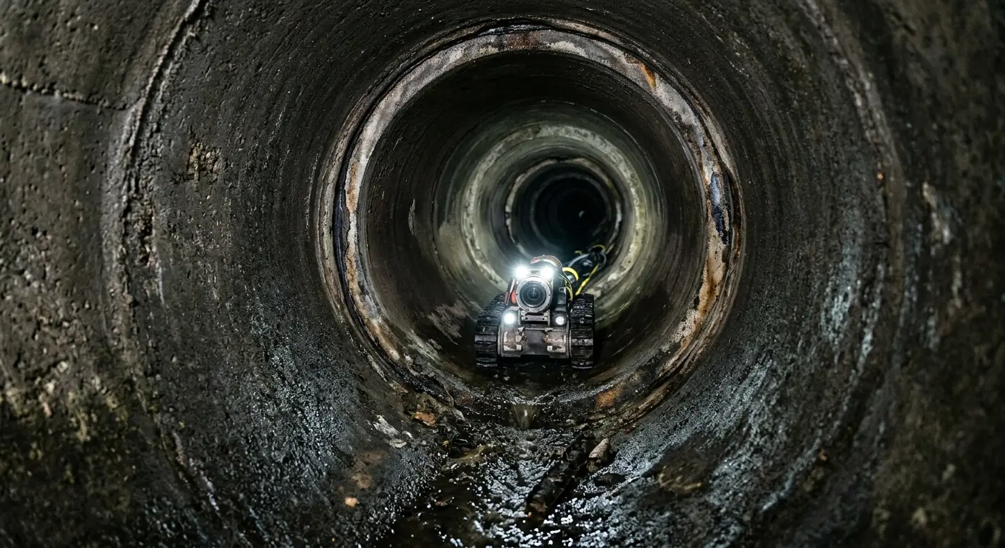 Robotic sewer camera inspecting pipe interior for Sewer Line Repair in Rockport